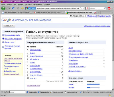 Инструменты Google для вебмастеров